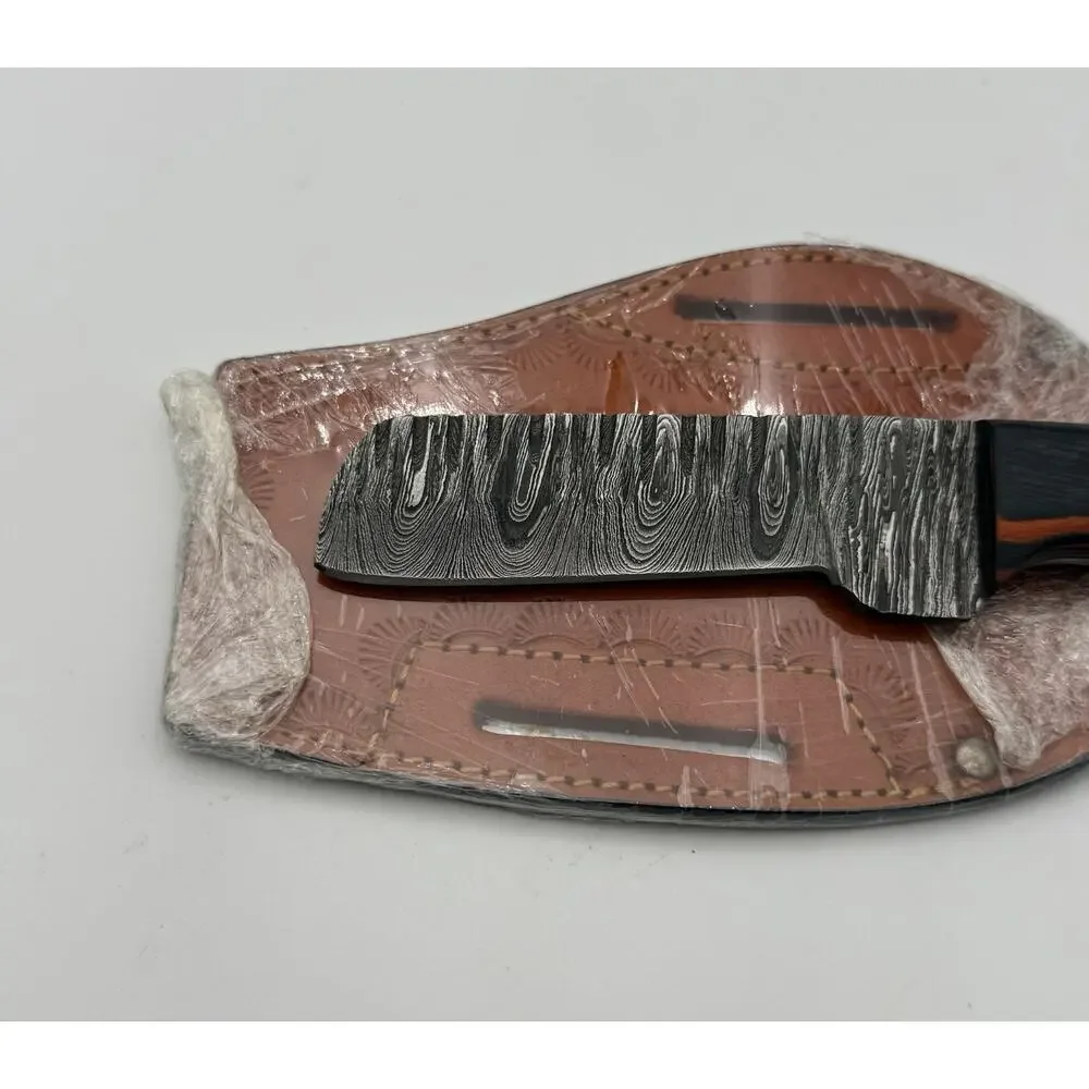 Handmade Damascus Steel Fixed Blade Knife w/ Leather Sheath – Pakistan Made NEW